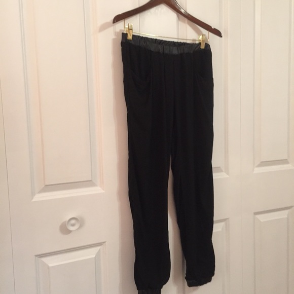 Faux leather trim black joggers - Picture 4 of 8